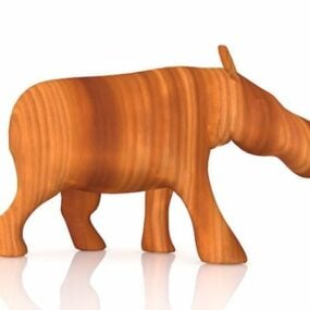 Wooden Carving Hippo Statue 3d model