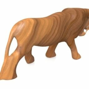 Houten snijwerk Leeuwenstandbeeld 3D-model