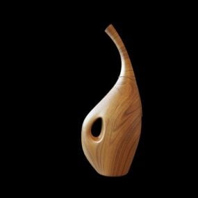 Dřevěná řezba Dřevěná váza Crafts 3D model