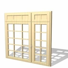 Modello 3d di finestre a battente per mobili in legno