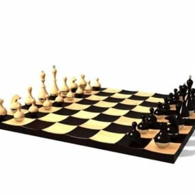 סט שחמט מעץ ספורט דגם תלת מימד