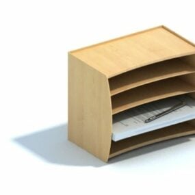 Office Wood Desktop File Holder 3d model