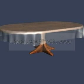 3д модель обеденного стола с деревянной мебелью
