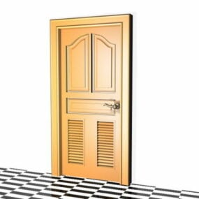 Home Wood Door With Louvers 3d model