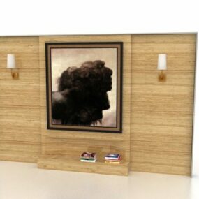 Parede de madeira para sala de estar modelo 3d