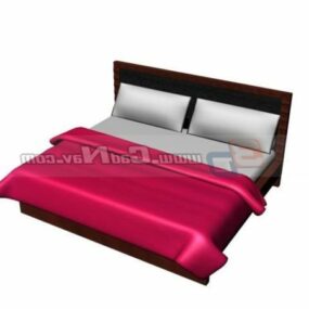 Double Bed Furniture With Wood Frame 3d model