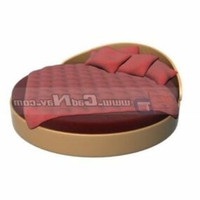 Wood Round Bed 3d model