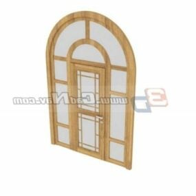 Wood Frame Design Glass Partition Door 3d model