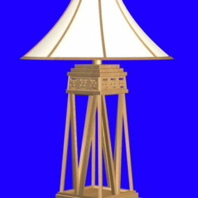 3D model stolní lampy s dřevěným rámem