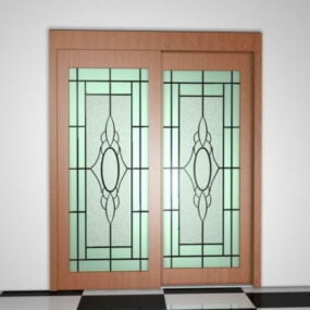 Wood French Style Patio Doors 3d model