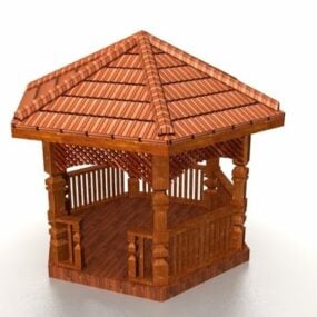 Wooden Tiles Gazebo 3d model