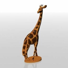 تمثال الزرافة الخشبي النحت نموذج ثلاثي الأبعاد