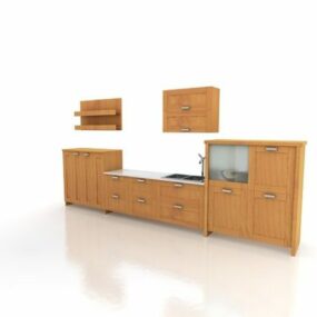 Wooden Style Modern Home Kitchen Cabinet 3d model