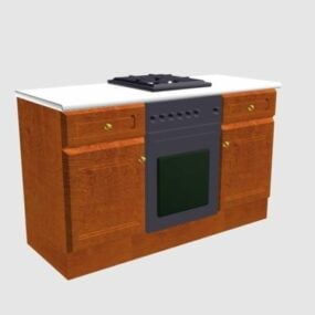 Single Wood Kitchen Cabinet 3d model