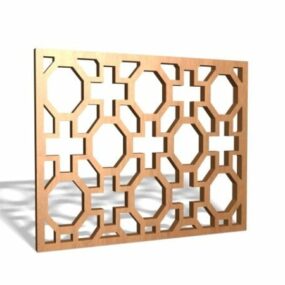 Wooden Lattice Design For Window Panel 3d model