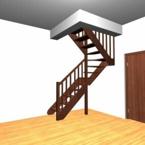 Thiết kế cầu thang gỗ gác xép mô hình 3d
