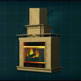 Gas Fireplace Wood Mantel Design 3d model