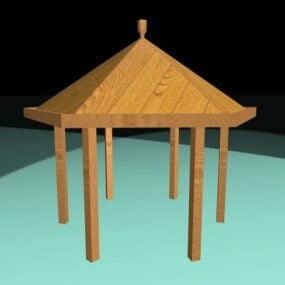 Wood Patio Gazebo Design 3d model