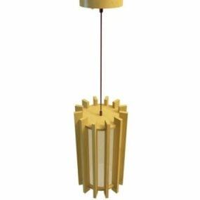 Wooden Lantern Pendant Lamp 3d model