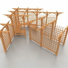 लकड़ी के पेर्गोला गार्डन सजावट 3डी मॉडल