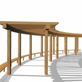 3D model zahradní dřevěné pergoly s lavicí