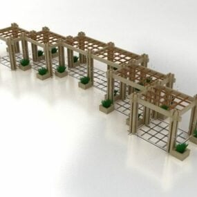 Pergola en bois avec plante modèle 3D