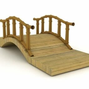 Garden Wood Plank Bridge 3d-modell