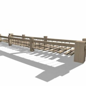 Model 3D mostu linowego z desek drewnianych