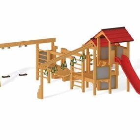 公园木玩具套装3D模型