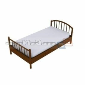 Wood Single Kids Bed 3d model