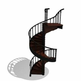 Diseño de escalera de caracol de madera modelo 3d