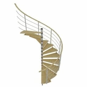 Modelo 3D de escadas em espiral de madeira