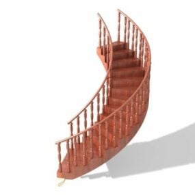 Wood Stair Railings Design 3d model