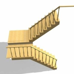 3д модель конструкции жилой лестницы с полуплощадкой