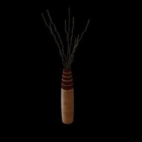 Дерев'яна ваза Декорація паличками 3d модель