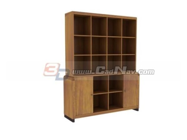 Gabinete de pared de madera, estante para libros, modelo 3d gratis
