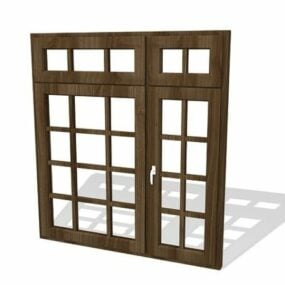 3д модель дизайна окна с деревянной мебелью