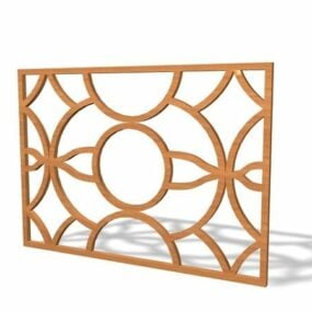 Modelo 3d de design de grades de janela de madeira para casa