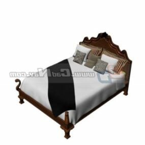 Старе дерев'яне антикварне ліжко 3d модель