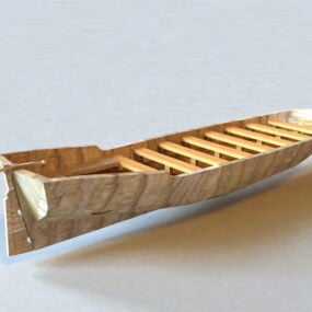 Modello 3d di canoa in legno