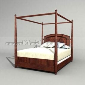 Antique Canopy Bed Furniture 3d model