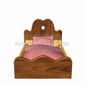 Antique Wooden Children Bed 3d model