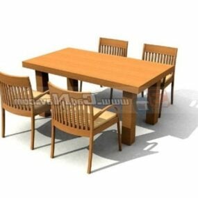 Set di mobili per sala da pranzo in legno modello 3d