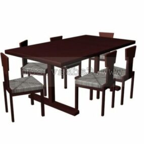 Дерев'яні обідні столи Стільці Дизайн 3d модель
