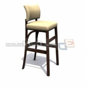 Furniture Wooden High Stool Chair 3d model
