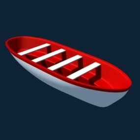 Watercraft Red Wooden Lifeboat 3d model