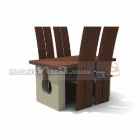 Ensembles de meubles de restaurant en bois modèle 3D