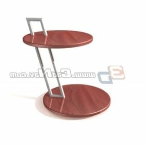 3д модель круглого чайного столика с деревянной мебелью
