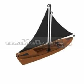 Modelo 3D de barco à vela de madeira