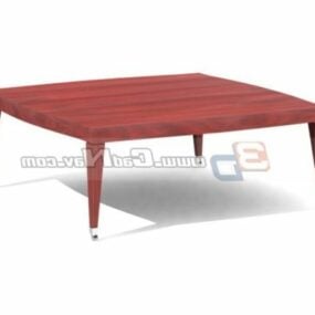 Modelo 3d de mesa de sofá quadrada de madeira